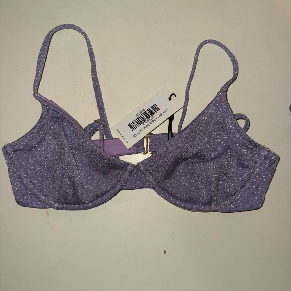 NWT Gorgeous Montce Shimmery Lavender Two-Piece Bikini (S top + M bottom) - Picture 2 of 5